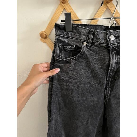 Express Jeans Women's 2 High Rise Straight Ankle Black Vintage Wash Cut Out - Picture 5 of 9